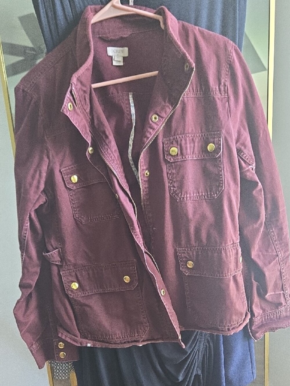 J. Crew Women's Burgundy Utility Jacket with Gold-Tone Hardware - Picture 2 of 3